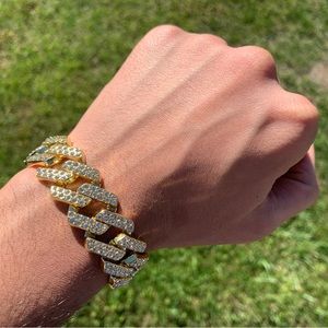14k Gold Plated Cuban Link Iced Bracelet 20mm *Brand New*